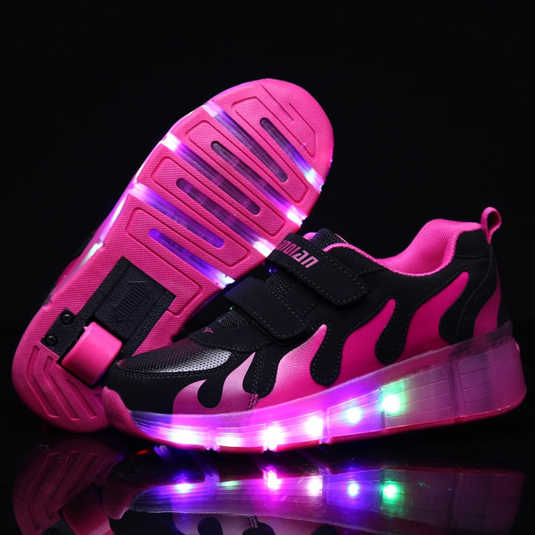 Children Glowing Sneakers Kids Roller Skate Shoes