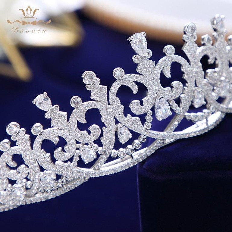 Heart Shape Zircon Crystal Wedding Tiaras