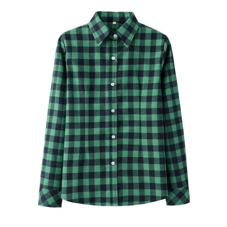Women's Shirt 2018 New Fashion Female Classic Style Blouses Long Sleeve Flannel Plaid Shirt Casual