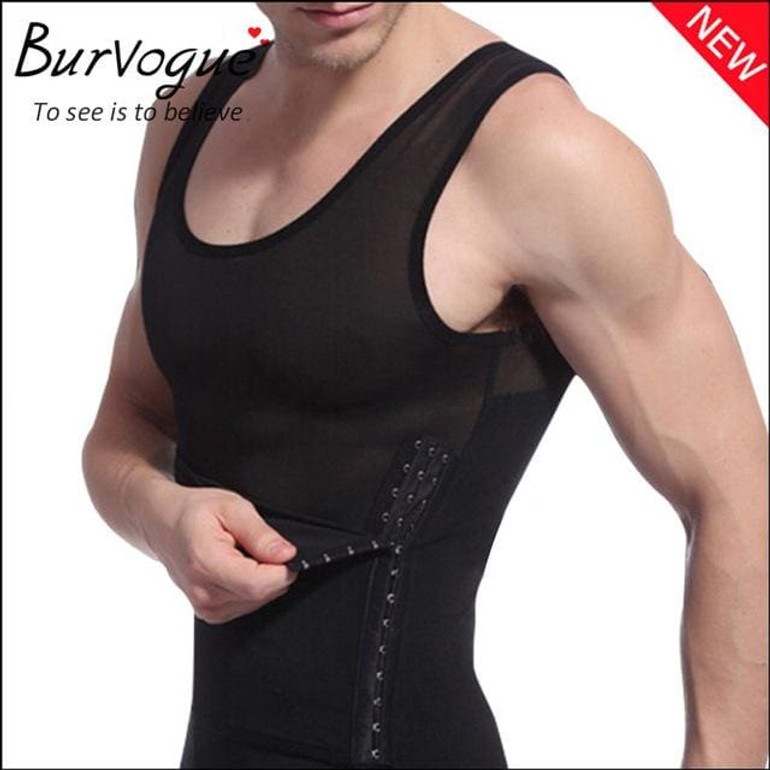 Burvogue Hot Shaper Men Body Shaper Vest Waist Cincher and Tummy Control Slimming Belly Shaper