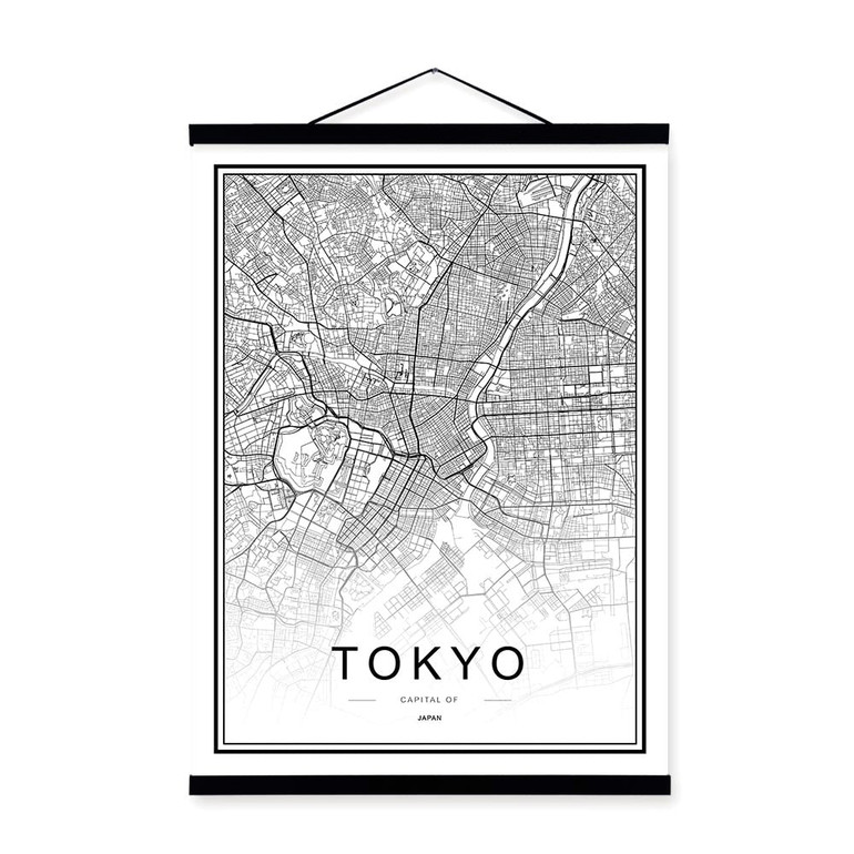 Black and White World City Map Paris London New York Poster Nordic Style Living Room Wall Art Picture Home Decor Canvas Painting