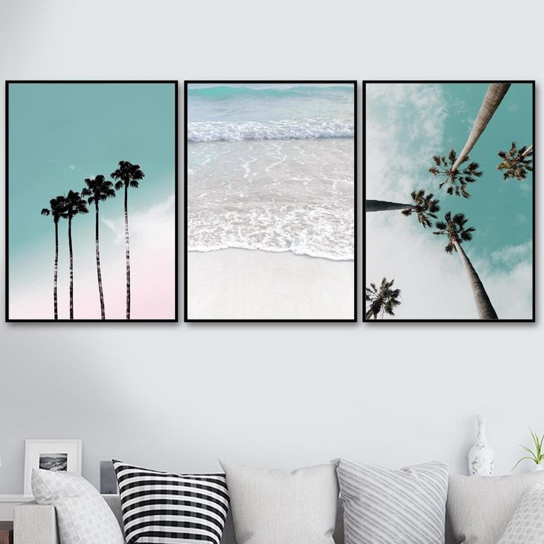 Palm Tree Pink Beach Coconut Tree Canvas Art