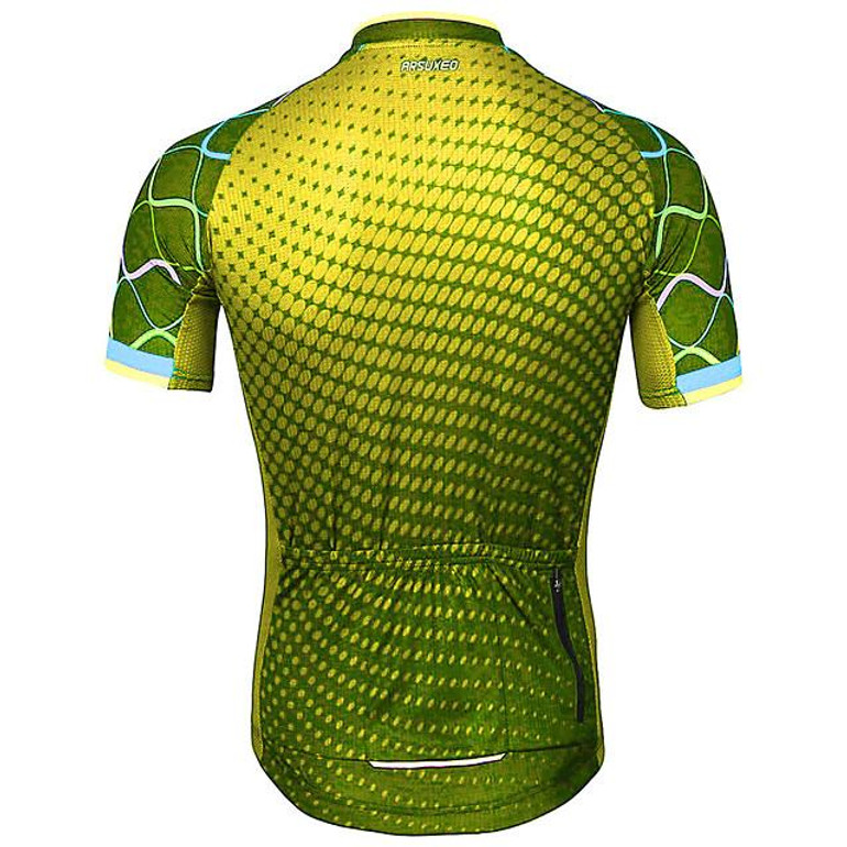Men's Short Sleeve Cycling Jersey Polyester Navy Purple Yellow Gradient Bike Jersey Mountain Bike MTB Road Bike Cycling Reflective Strips Sweat-wicking Sports Clothing Apparel