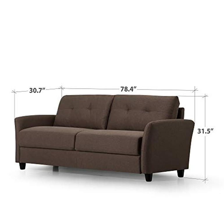 Zinus Ricardo Contemporary Upholstered 78.4 Inch Sofa / Living Room Couch, Chestnut Brown