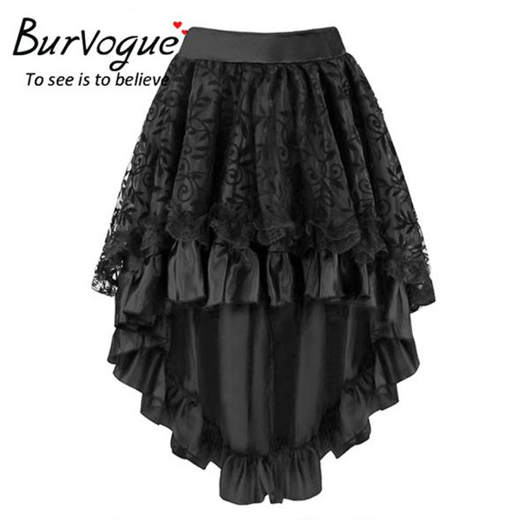 Burvogue Gothic Steampunk Skirt Clothing High Low Vintage Party Skirts Medieval Victorian Gothic Renaissance Skirts Longa Faldas