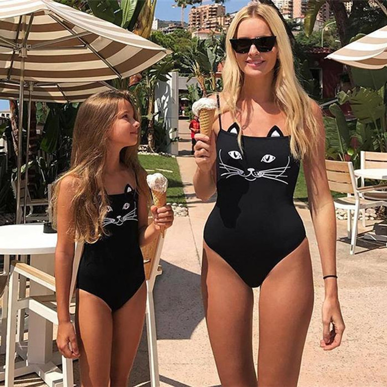 Parent-child animal print swimsuit