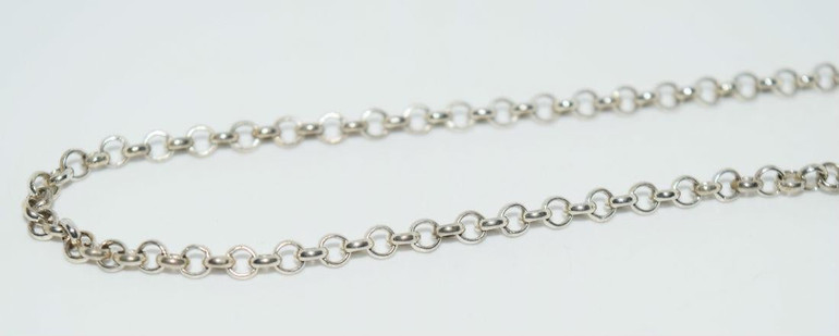 Vintage Italian Sterling Silver Rolo Chain Link Bracelet
