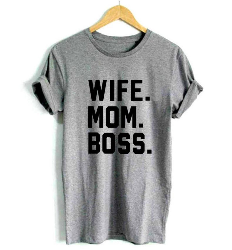 WIFE MOM BOSS Letters Print Women t shirt Cotton