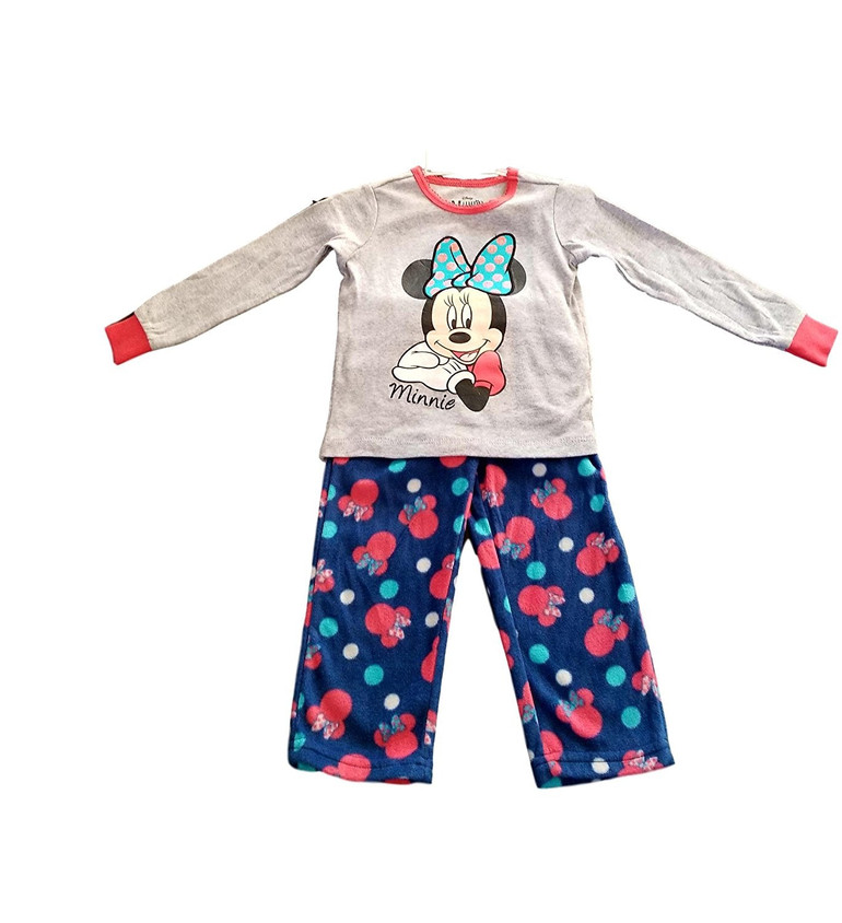 Disney Minnie Mouse Toddler Girls Cotton Top Fleece Pants Pajama Set