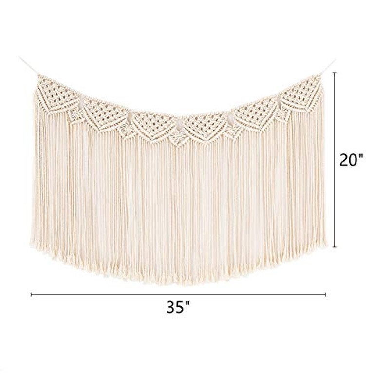 Macrame Woven Wall Hanging Fringe Garland Banner Decor Bohemian Home Decoration for Apartment