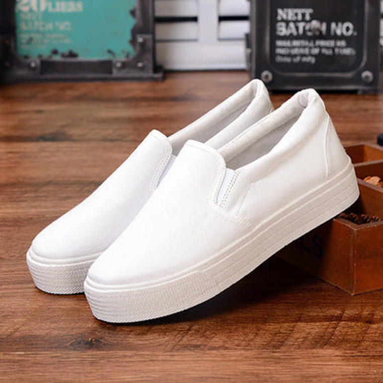 Laamei Women Vulcanize Shoes Canvas Sneakers Shoes Ladies Slip On Breathable Shallow Casual Loafers Plus Size chaussure femme