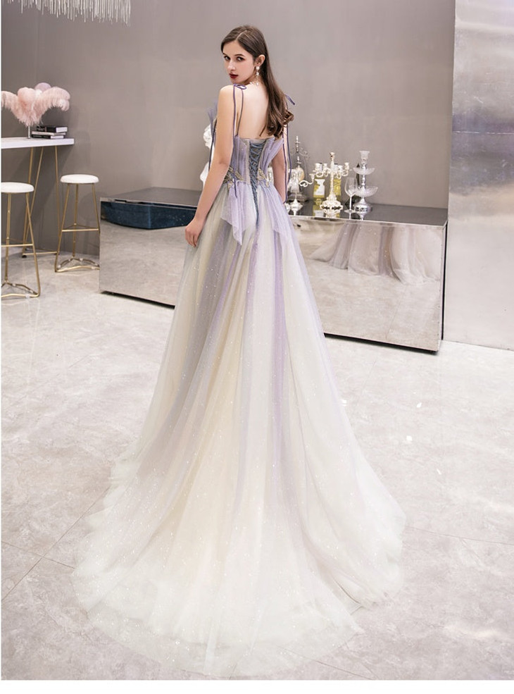 Beauty Spaghetti Straps Ombre Tulle Long Elegant Princess Prom Dresses M1064