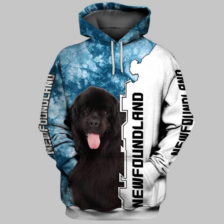 Newfoundland Puppy Dog Art 3D Hoodie For Men & Women