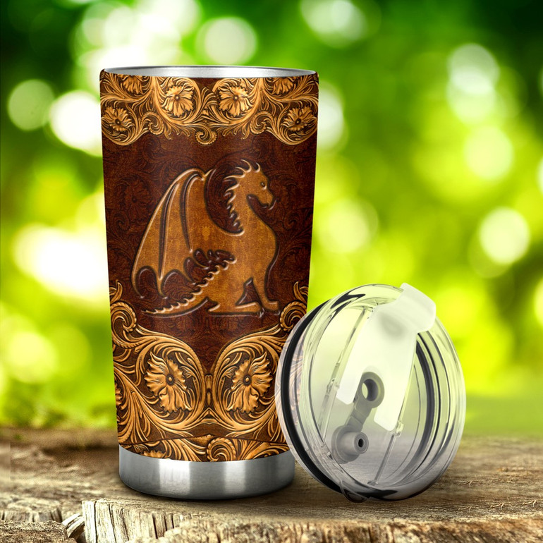 Love Dragon Woden Fake 3D Printed Tumbler
