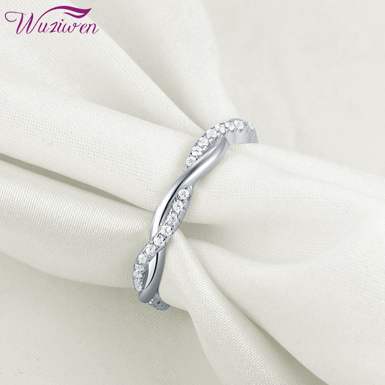 Genuine 925 Sterling Silver Twist Rope Wedding Ring