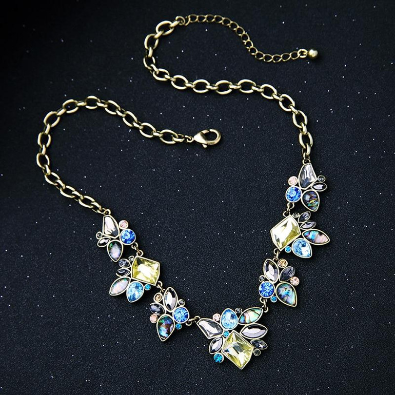 50s Irregular Gemstones Statement Necklace