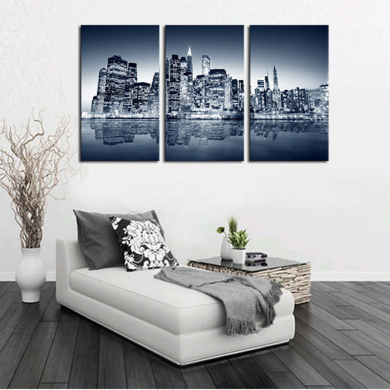 3 Panels Coastal cities print painting Canvas Wall Art Picture Home Decoration Living Room canvas picture wall painting