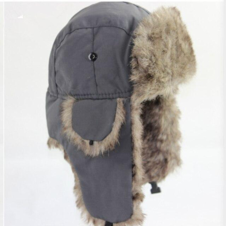 Thick Warm Trapper Fur Bomber Hat with Earflaps