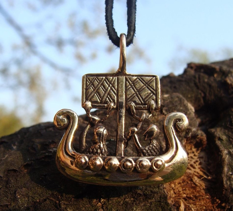 Bronze Viking Ship Pendant