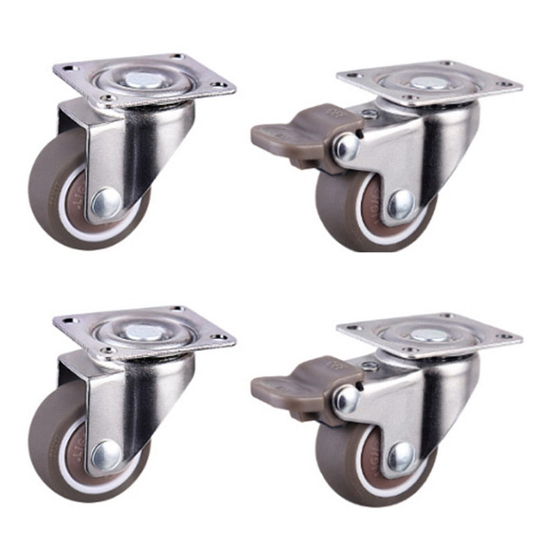Urijk 4pcs Furniture Casters Wheels Soft Rubber Swivel Caster Silver Roller Wheel For Platform Trolley Chair Household Accessori