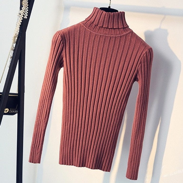 Warm Women Turtleneck Sweater 2018 Autumn Winter Knit Women Sweaters And Pullover