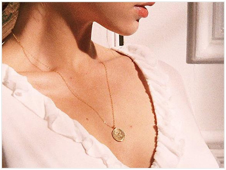 Dainty Gold Color Rose Necklace Pendant