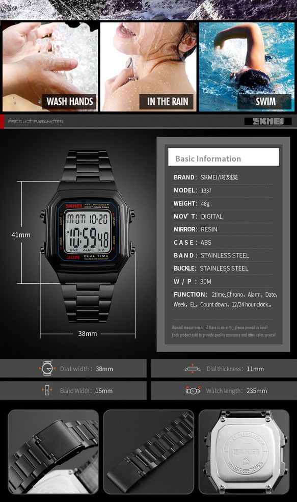SKMEI Watch men top brand luxury Digital Sports Watches Countdown Electronic Outdoor LED Men Watch Relogio Masculino