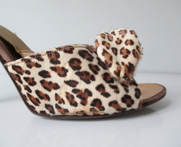 Vintage 50's 60's Leopard Springolator Heels Shoes 8