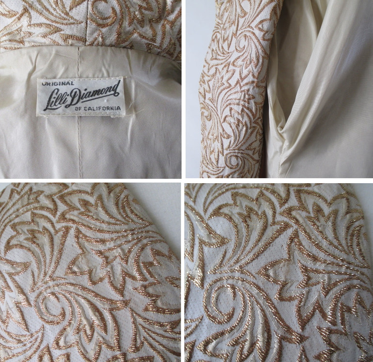 Vintage 50's Lilli Diamond Gold Brocade Evening Jacket Coat M