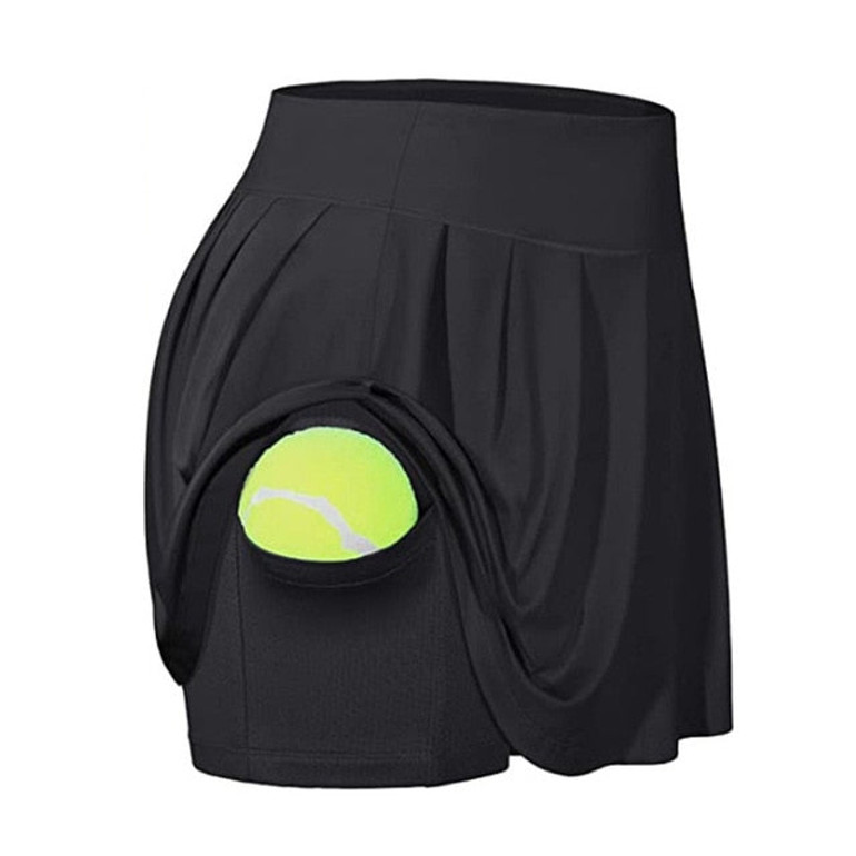 High Waist Gym Yoga Skirt Anti Exposure Tennis Skirts Fitness Running Skorts Women Quick Drying Sport Skirt Pocket Gymwear 2020