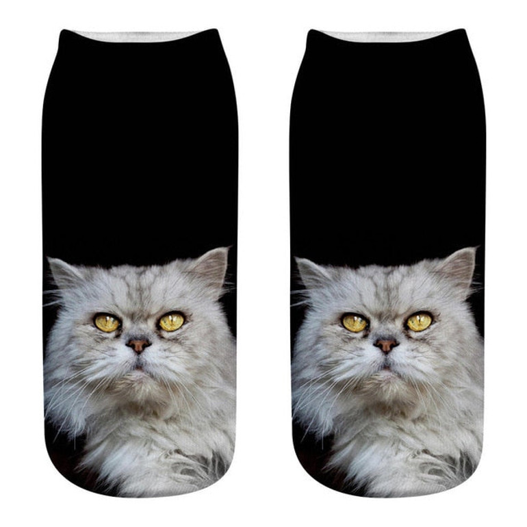 Women Socks Unisex Socks Cartoon Cute Animalan Cat Pattern Socks Cotton 3D Printing Medium Socks Sports Girl Breathable Socks#40