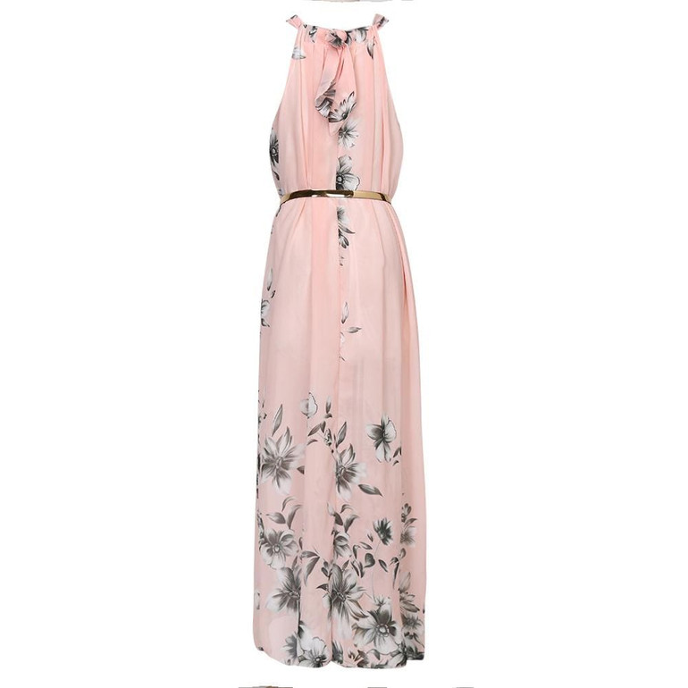 Floral Print Boho Chiffon Maxi Dress