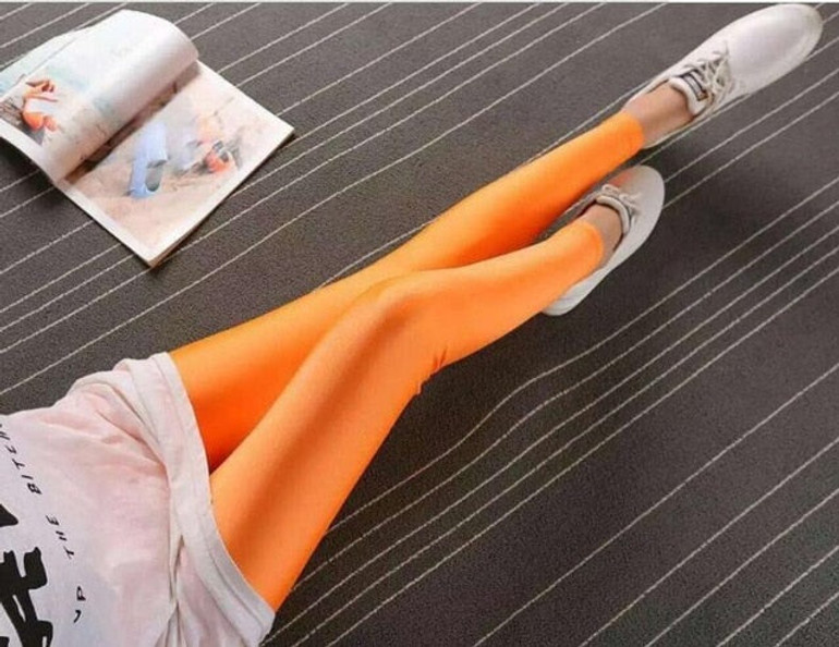 Solid Candy Neon Leggings for Women High Stretched Female Legging Pants Girl Clothing Leggings
