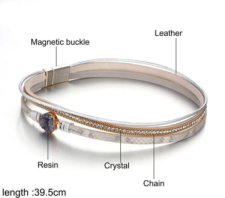 Vintage Stone Crystal Charm Bracelet