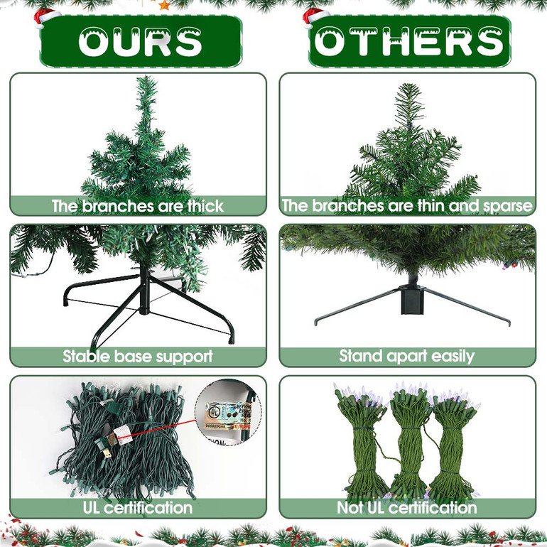 Aytai Pre-Lit Christmas Tree 7ft Artificial Christmas Trees with Lights, UL-Certified 400 Lights for Holiday Decoration, 1300 Tips