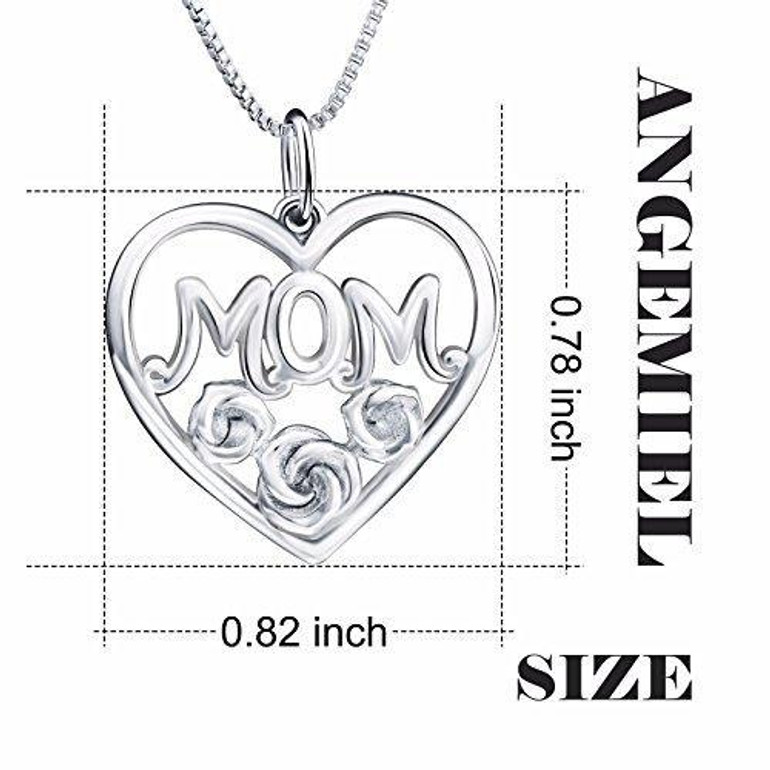 925 Sterling Silver Infinity Mom Love Heart Shaped Vintage Pendant Necklace, Box Chain 18"