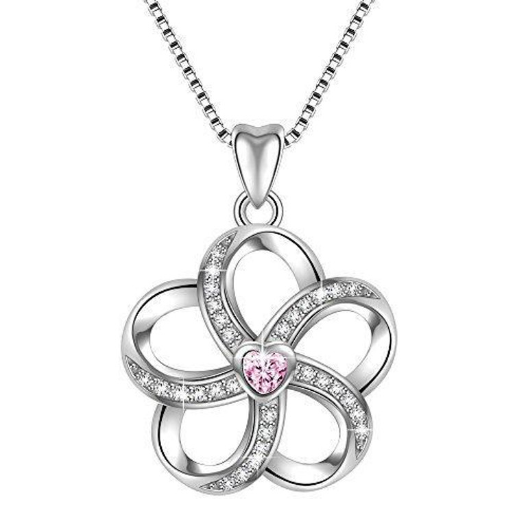 925 Sterling Silver Mom Love Heart Vintage Pendant Necklace, Box Chain 18"