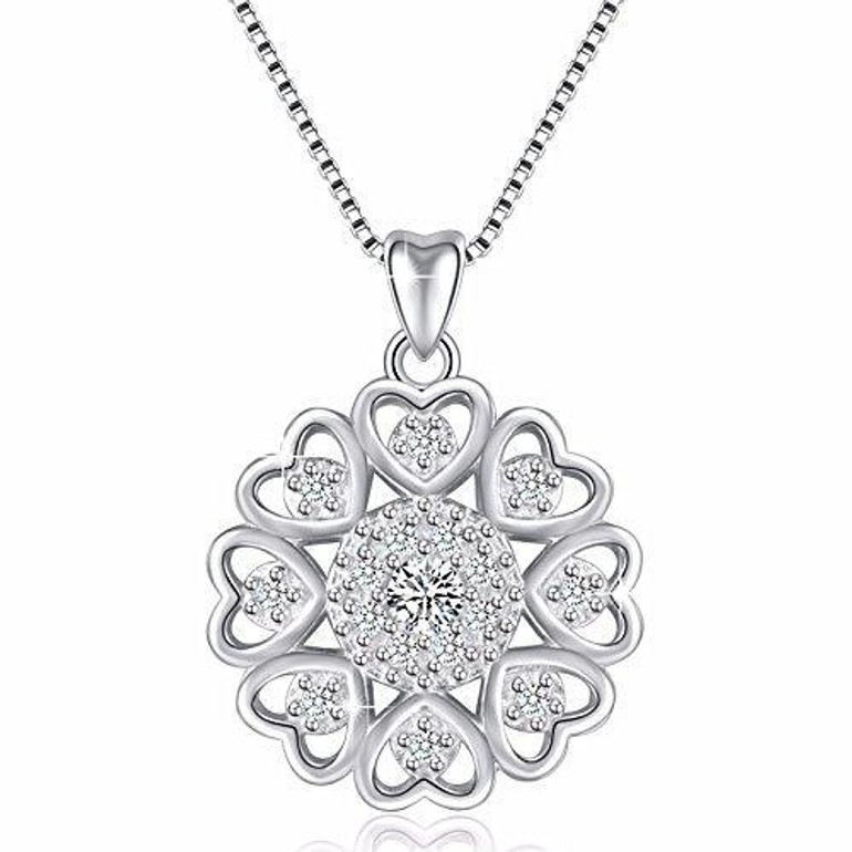 925 Sterling Silver Vintage Pendant Necklace, Box Chain 18"