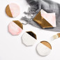 Luxury Marble Grain and Gold Plating Ceramic Coaster Set