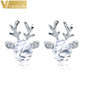 Women's  Elegant Christmas Pearl Deer Earrings and Reindeer Ear Studs