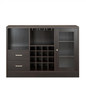 Wooden Server with One Side Door Storage Cabinets and Two Drawers, Espresso Brown
