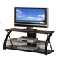 Metal TV stand With 3 Glass Shelves, Black