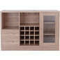Contemporary Wooden Server with One Side Door Storage Cabinets and Two Drawers, Brown