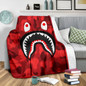 Bape Shark Camo Red Premium Blanket