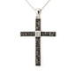 Black and Princess Cut Diamond Cross Pendant in 14K White Gold