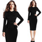 Women Elegant Vintage Peplum Lapel Wear Work Office Formal Pencil Sheath Dress