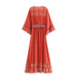 Boho Vintage Floral Print Kimono Sleeve Long Dress