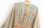 Boho Vintage Floral Print Kimono Sleeve Long Dress