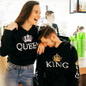 2020 King Queen Printed Couple Hoodies Women Men Sweatshirt Lovers Couples Hoodies Casual Pullovers Gift