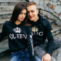 2020 King Queen Printed Couple Hoodies Women Men Sweatshirt Lovers Couples Hoodies Casual Pullovers Gift